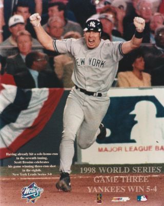Scott Brosius York Yankees 8x10 Licensed Photo File 1998 Ws Game 3 Home Run