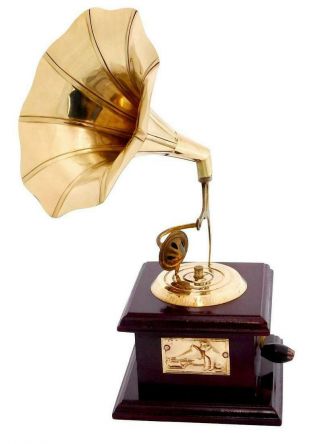 Vintage Brass Gramophone Phonograph For Home Decor 2