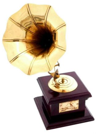 Vintage Brass Gramophone Phonograph For Home Decor 3