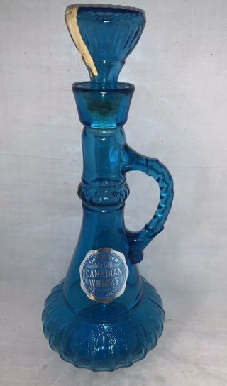 Vintage Mcgill Canadian Whiskey Blue Glass Liquor Bottle Genie Bottle Jim Beam