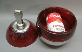 Vintage Mid - Century Modern Atomic Ice Bucket Barware Red 3