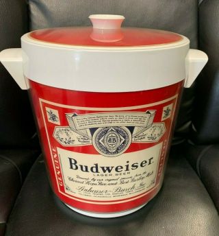 Vintage Thermo Serv - Budweiser Beer Ice Bucket West Bend Anheuser - Busch
