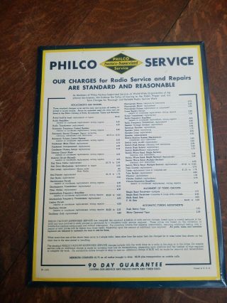Vintage Metal Philco Radio Service Sign