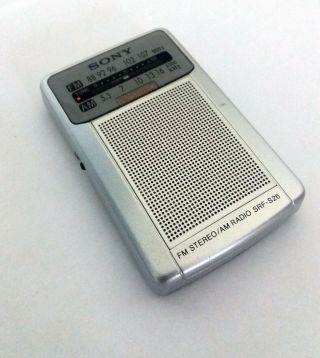 Vintage Sony Am Fm Stereo Mini Pocket Radio Srf - S26