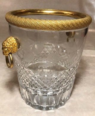 Baccarat French Cut Crystal & Gilt Bronze Ice,  Champagne,  Wine Bucket
