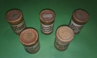 5 Edison 2 - Minute Wax Cylinder Records Containers With Non - Matching Tops