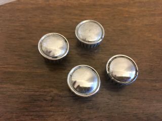 4 Vintage Chrome Car Radio Stereo Knobs With Bisected Round Shaft