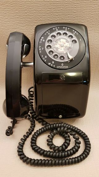 Vintage 1960s A E Co.  Nb902 Black Rotary Dial Wall Telephone