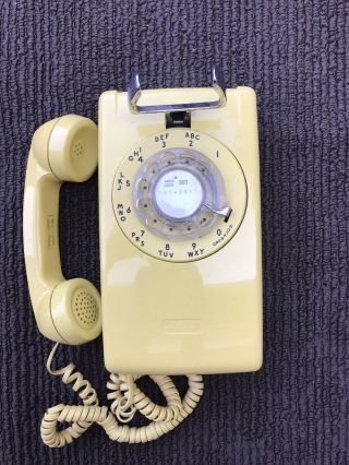 Vintage 1979 Rotary Dial Wall Phone Yellow Western Electric Bell System