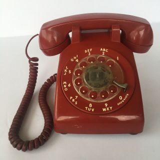 Vintage Red Western Electric Bell System Rotary Desk Phone At&t