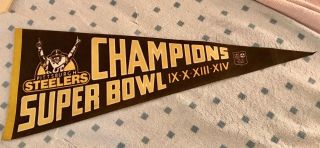 Rare Pittsburgh Steelers Bowls Ix X Xiii Xiv Bowl Champions Pennant