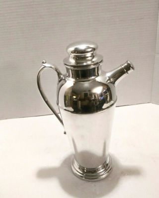 Vintage Crescent Silver Plated Art Deco Style Martini/cocktail Shaker: 11 " T