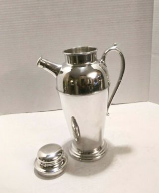 Vintage Crescent Silver Plated Art Deco Style Martini/Cocktail Shaker: 11 