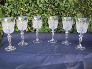 Vintage Bohemia Queen Lace Hand Cut Lead Crystal Wine Goblat 7.  4 Oz 6 Pc,  220 Ml