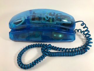 Vintage Clear Blue Transparent Phone Telephone 1980s - 1990s Repair Prop