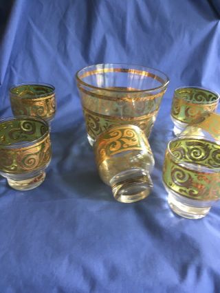 Mcm Culver Low Ball Glasses And Ice Bucket Toledo Pattern