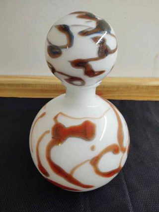 MCM large art glass bulbous shaped decanter with ball shaped stopper 2