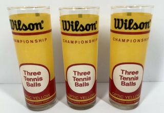 Wilson Tennis Ball Vintage Set Of 3 Glasses Bar 1970 