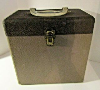 78rpm 10 " Record Storage Box Vintage Metal 2 Tone Brown Plastic Handle