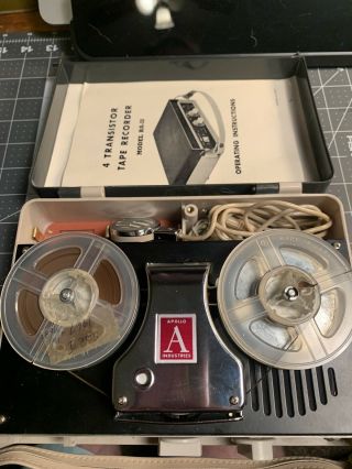 Vintage Apolec Ra - 11 Portable Transistor Reel To Reel Tape Recorder