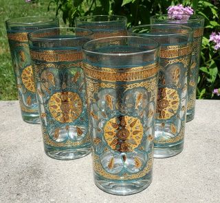 Mid Century Modern Culver Continental Can Company Bar Highball Glasses Set 6