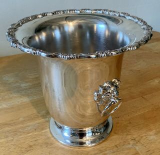 Epca Poole Silverplate Champagne Wine Cooler Ice Bucket With Lions Heads Handles