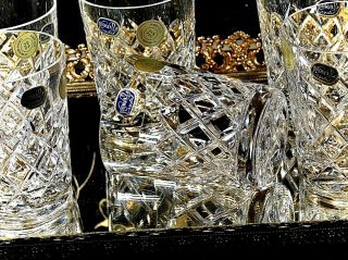 FABULOUS VINTAGE HAND CUT CRYSTAL WHISKY / WATER GLASSES SET OF 6 BOHEMIA 2