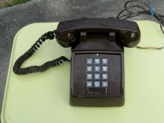 Vintage Push Button Phone In Brown By Itt
