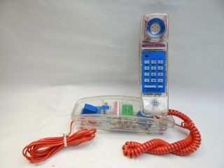 Vintage Clear Transparent Phone Telephone 1980s - 1990s Push Button Lights Up