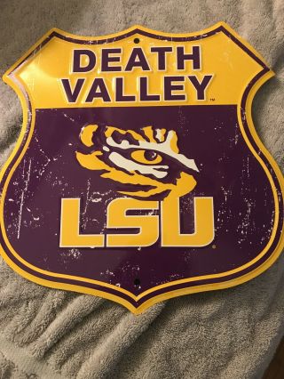 FLAG 3X5 LSU Tigers Football & Metal Louisiana State University Sign 3