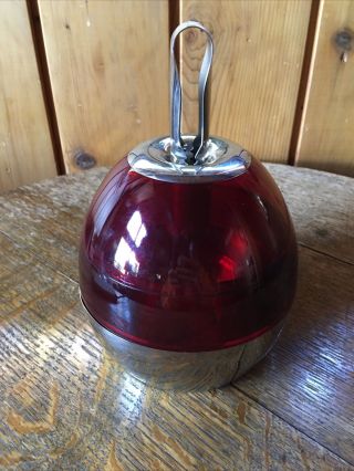 Vintage Mid - Century Modern Atomic Ice Bucket Barware Red Christmas Holiday Drink
