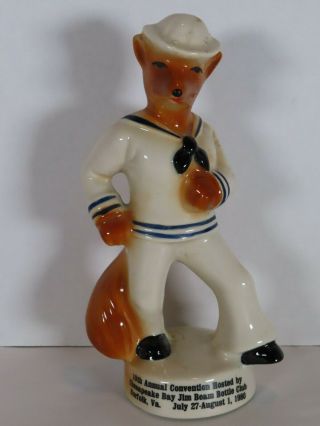 1980 Jim Beam Fox Paperweight Decanter Whiskey Bottle Club Convention Sailor