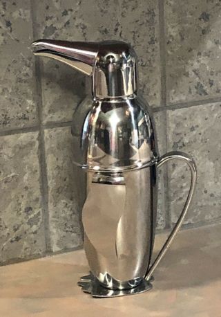 Art Deco Penguin Stainless Steel Cocktail Shaker Strainer -
