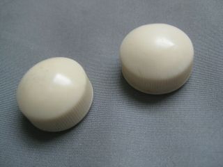 2 Dome Round Ivory Plastic Radio Knobs serrated sides fit round 1/4 