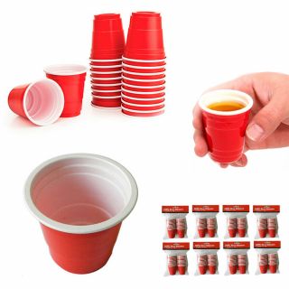 160 Mini Red Cup 2oz Hard Plastic Disposable Jello Jelly Shot Glasses Party