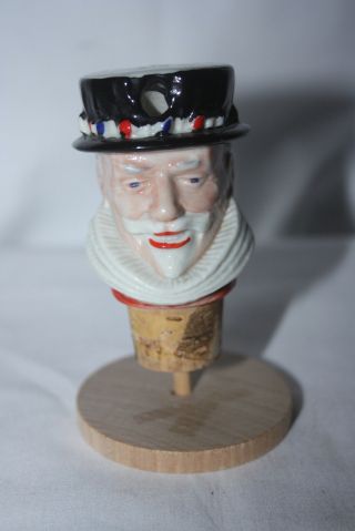 Vintage Wade Regicor Beefeater Gin Advertising Bottle Stopper With Stand