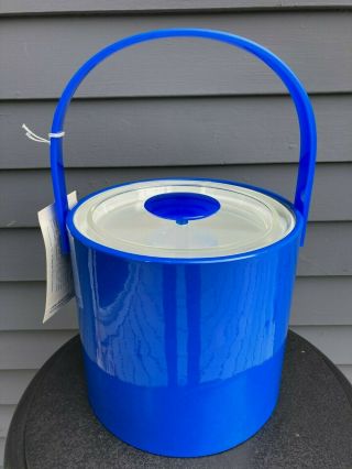 Vintage Georges Briard Perspectives Designer Ice Bucket 1970s Royal Blue Acrylic