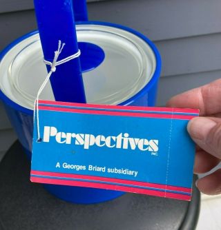Vintage Georges Briard Perspectives designer ice bucket 1970s royal blue acrylic 2