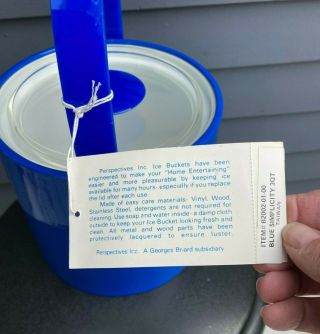 Vintage Georges Briard Perspectives designer ice bucket 1970s royal blue acrylic 3