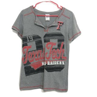 Creative Apparel Texas Tech Red Raiders V - Neck Short Sleeve Graphic Top Size L