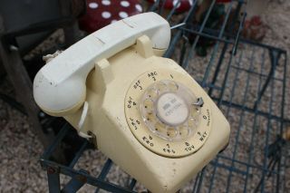 Vintage Bell System By Western Electric Desk Phone,  Cream Rotary Dial