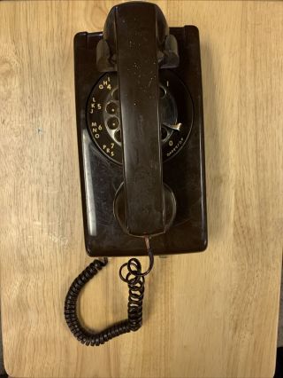 Vintage Brown Southwestern Bell Wall Mount Rotary Telephone