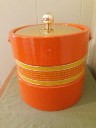 Vintage Atomic Orange Kraftware Ice Bucket With Lid Very