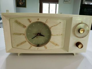 Vtg Tube Radio Westinghouse Clock Radio Fix Or Use H816l5