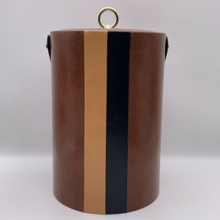 Vintage Leather Ice Bucket Insulated With Handle And Lid Mid Century Barware