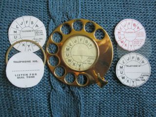 Rare 24ct.  Gold Plated Telephone Steel Dial Parts,  4 Dial Labels Copies Vgc