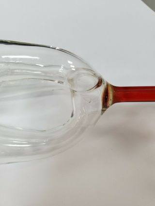 Vintage Goldschlager Triple Shot Glass Liquor Hand Blown Tri Flute Tall Red Stem 3
