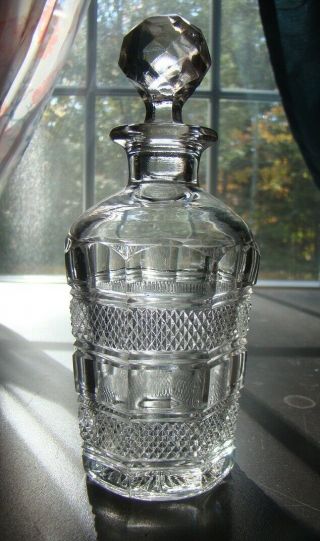 Vintage Eight Paneled Cut Glass Fancy Glass Decanter With Glass Stopper