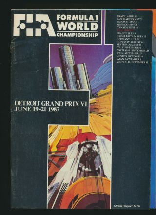 1987 Fia Formula 1 World Championship Detroit Grand Prix Vi 1987 Program