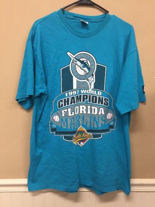 Starter Florida Marlins 1997 World Champions T - Shirt Mens Large